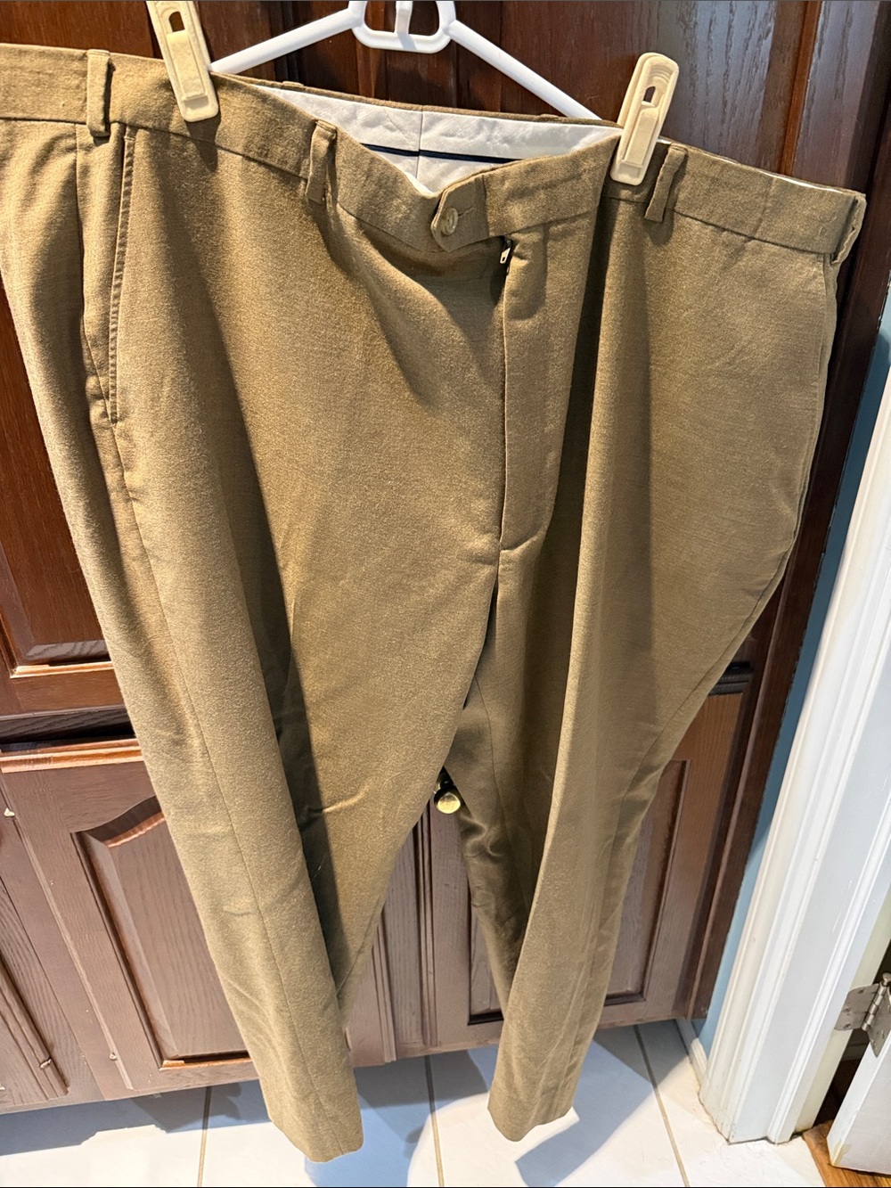 Paul Frederick Men's Classic Tan Brown Dress Pants 48R cashmere-wool blend.